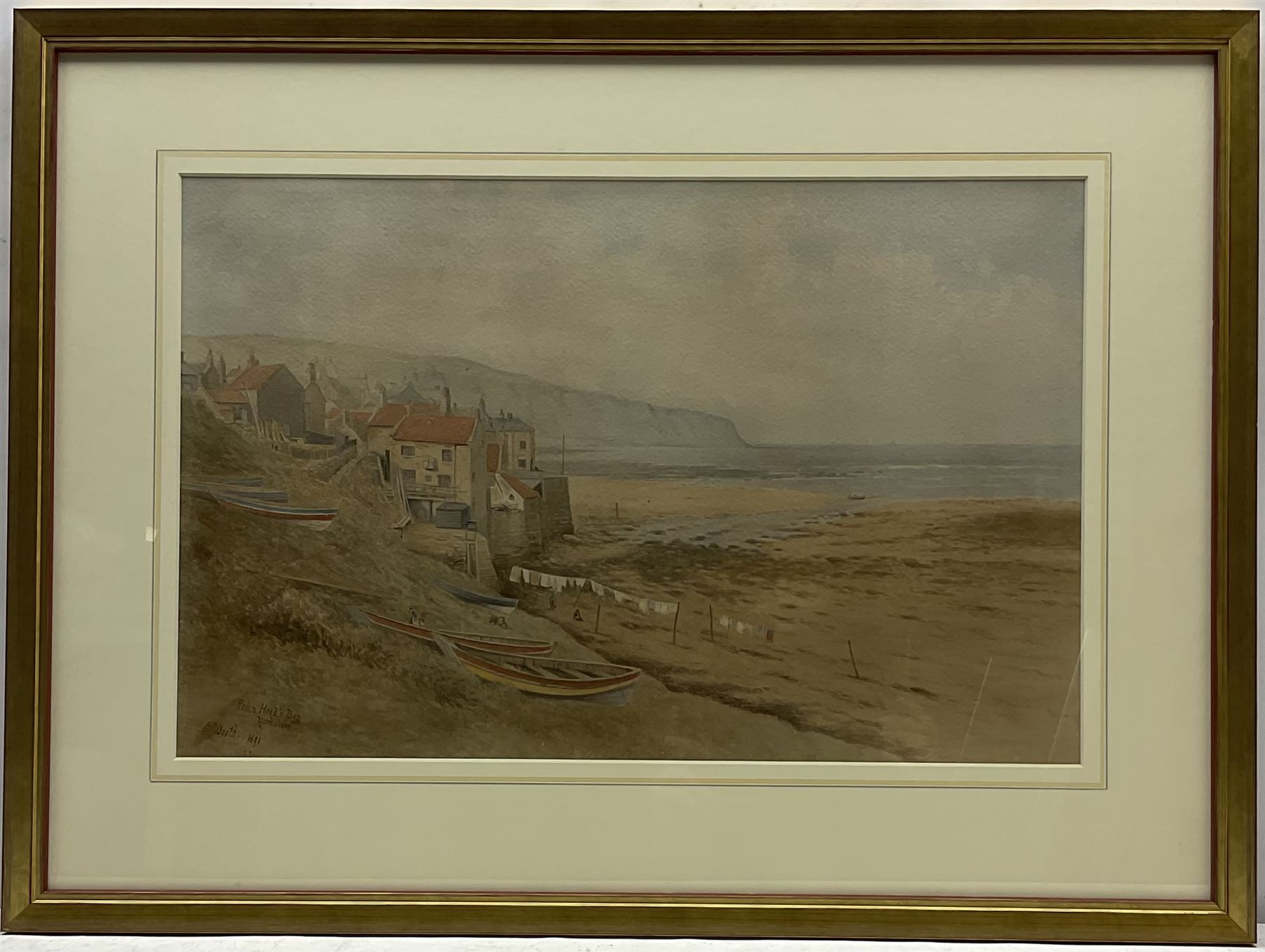 Edward C Booth (British 1821-post1893): 'Robin Hood's Bay Yorkshire' - Image 2 of 4