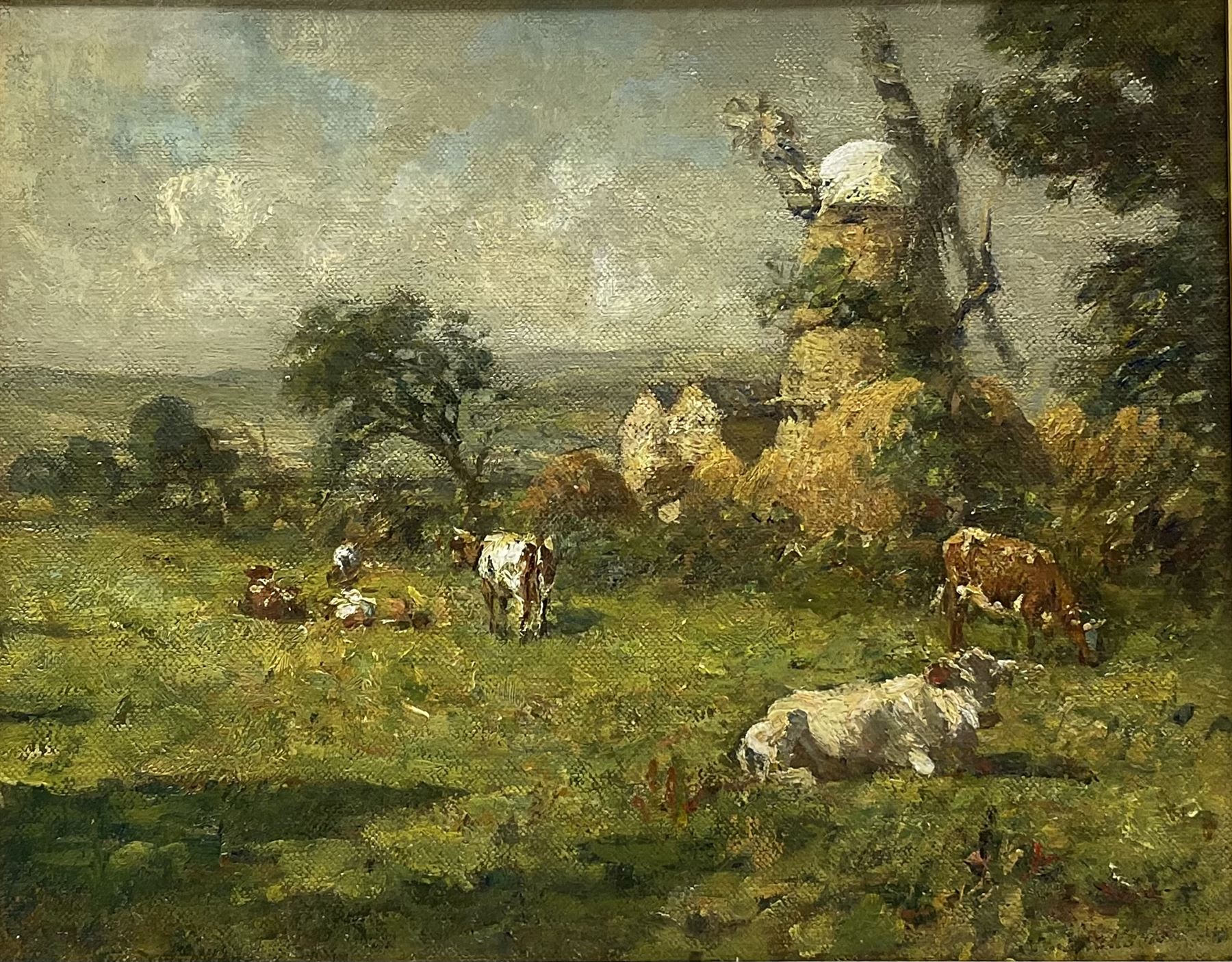 Frederic William Jackson (Staithes Group 1859-1918): Hinderwell Mill with Cattle and Milkmaid