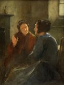 Henry John Dobson (Scottish 1858-1928): Two Elderly Ladies in Conversation