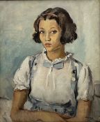 Philip Naviasky (Northern British 1894-1983): Portrait of a Girl in a White Dress
