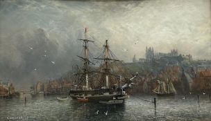 Richard Weatherill (British 1844-1913): Sailing Ship at Anchor in Whitby Harbour