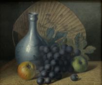 William Holmes Knowles (British exh.1901-1918): Still Life of a Chinese Vase and Fruit