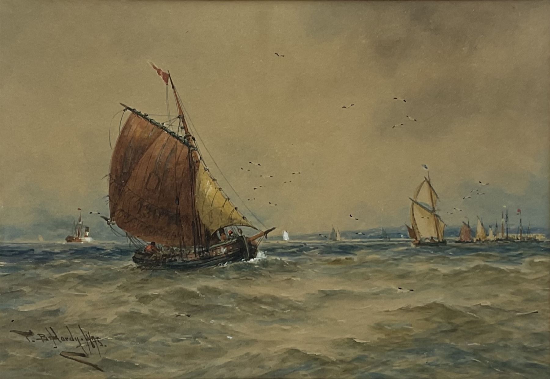 Thomas Bush Hardy RA RBA (British 1842-1897): Fishing Boats off the Coast