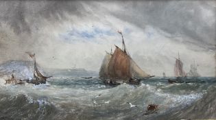 George Weatherill (British 1810-1890): Fishing Boats in Choppy Seas