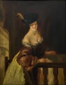 English School (19th century): Lady Leaning over a Staircase