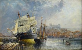 Richard Weatherill (British 1844-1923): Moored Sailing Vessels Whitby Harbour