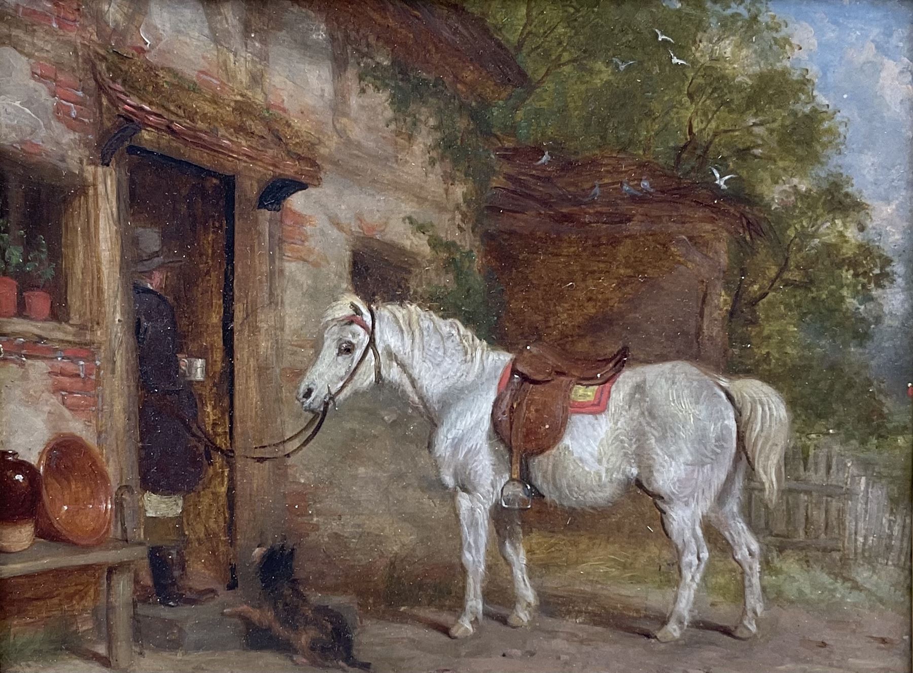 Martin Theodore Ward (British 1799-1874): Pony Tethered at 'The Wayside Inn'