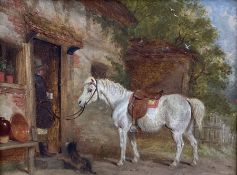 Martin Theodore Ward (British 1799-1874): Pony Tethered at 'The Wayside Inn'