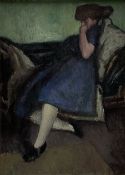 Harold Hope Read (British 1881-1959): 'Interior' - Hilda seated on a Chaise Longue