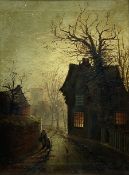 Circle of John Atkinson Grimshaw (British 1836-1893): Autumnal Evening scene near Roundhay