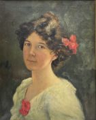 Annie Horrocks (British exh.1898-1903): Portrait of a Young Woman with Flowers in Her Hair