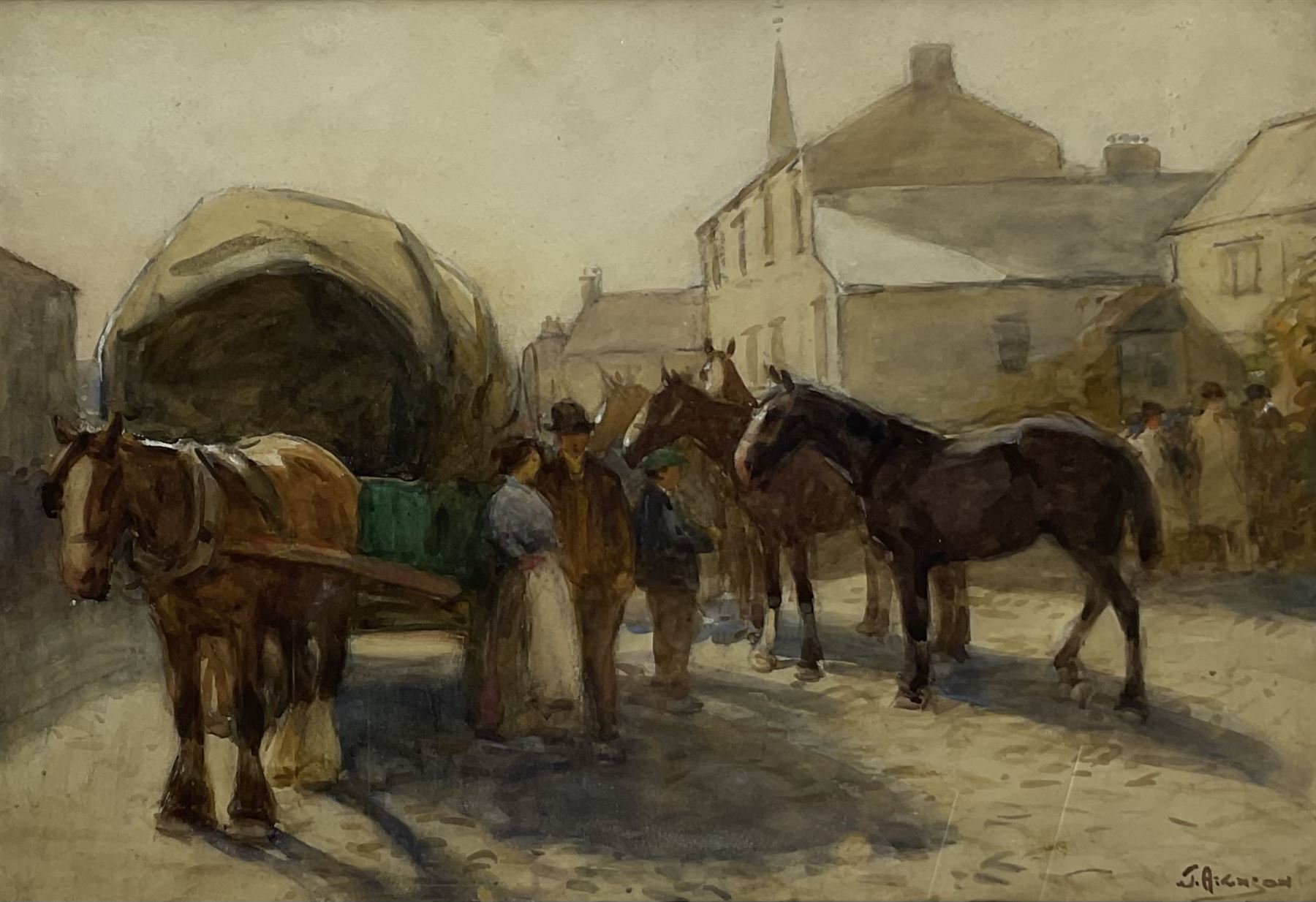 John Atkinson (Staithes Group 1863-1924): Horse Fair