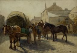 John Atkinson (Staithes Group 1863-1924): Horse Fair