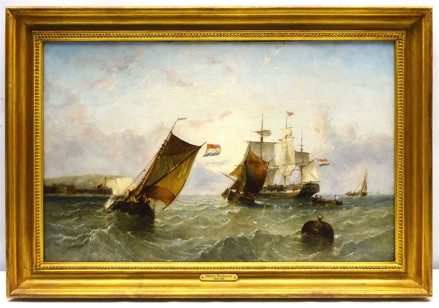 Henry Redmore (British 1820-1887): Sailing Vessels off the Coast in Calm and Choppy Seas - Image 3 of 8