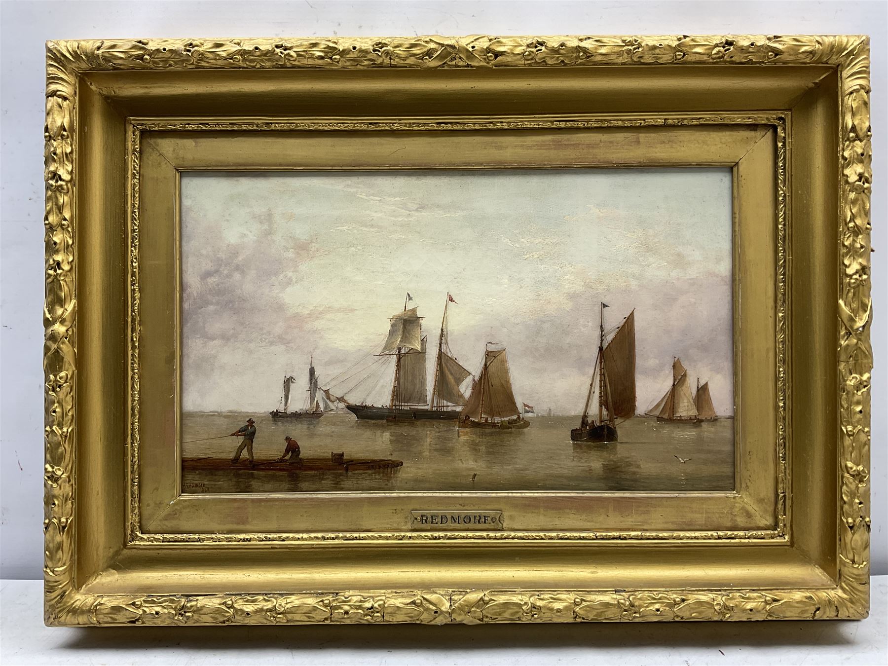 Henry Redmore (British 1820-1887): Sailing Vessels in a Calm Estuary - Image 2 of 4
