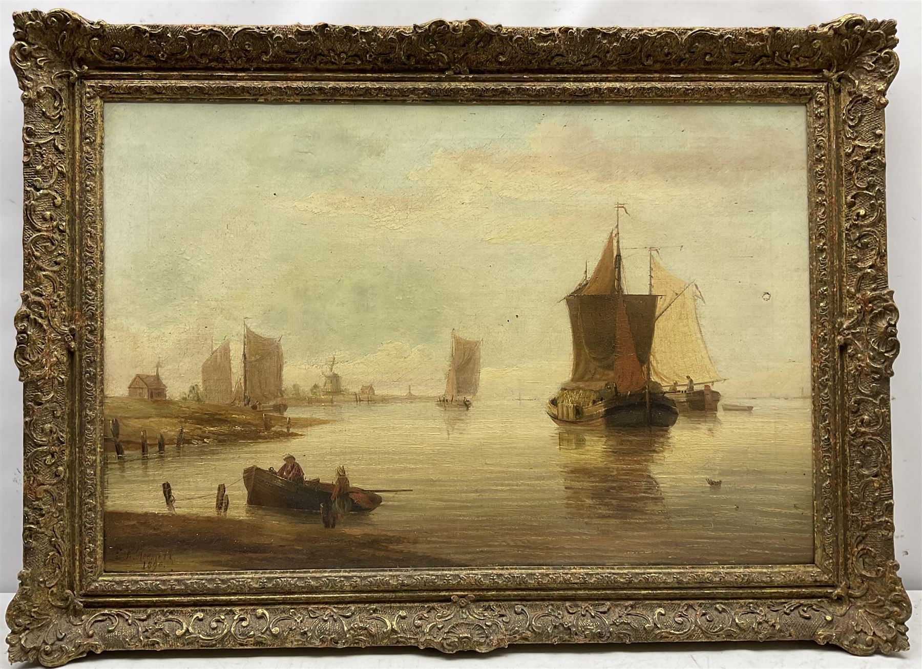 Edward King Redmore (British 1860-1941): Sailing Barges in an Estuary - Image 2 of 4