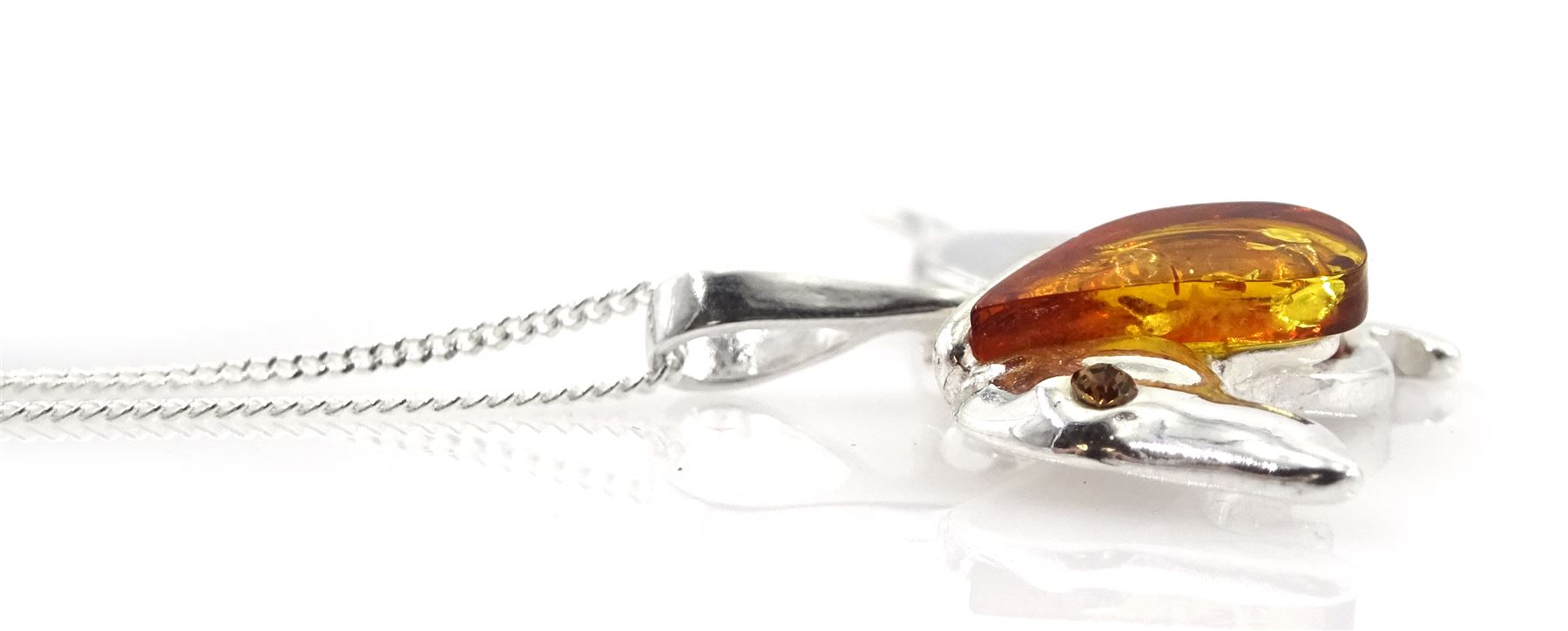 Silver Baltic amber Dachshund pendant necklace - Image 2 of 2