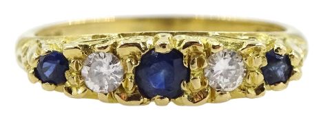 18ct gold five stone sapphire and diamond ring