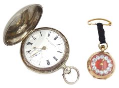 Early 20th century rose gold cylinder fob watch