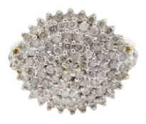 9ct gold diamond chip cluster ring