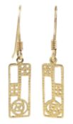 Pair of 9ct gold Mackintosh design pendant earrings