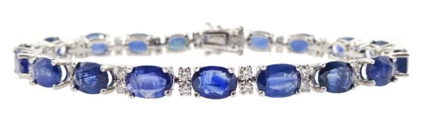 Platinum oval sapphire link bracelet