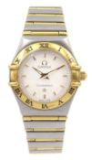 Omega Constellation mini ladies quartz stainless steel and 18ct gold bracelet wristwatch