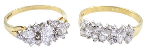 Two 14ct gold cubic zirconia dress rings