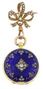 19th century French 18ct gold full hunter key wound cylinder ladies fob watch