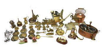 Quantity of metal ware to include brass