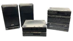 AIWA stacking stereo system including double tape deck and speakers