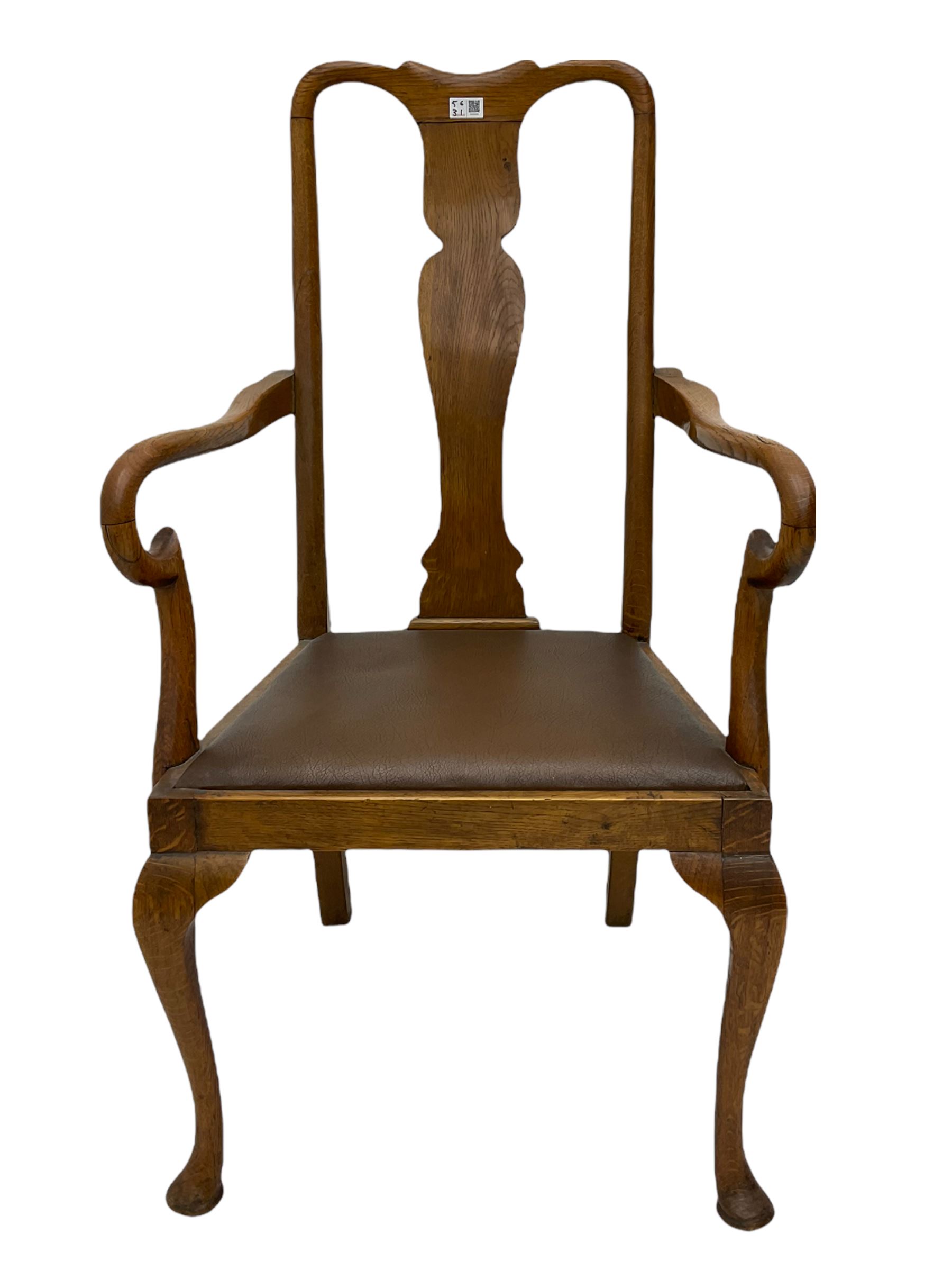 Early 20th century oak elbow chair - Image 4 of 14