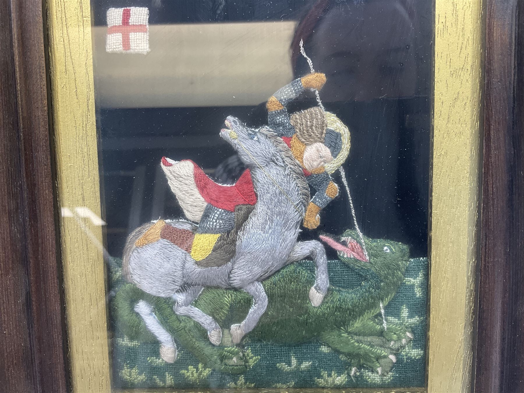 Stumpwork Embroidery of St George Slaying the Dragon 15cm x 13cm - Image 2 of 5