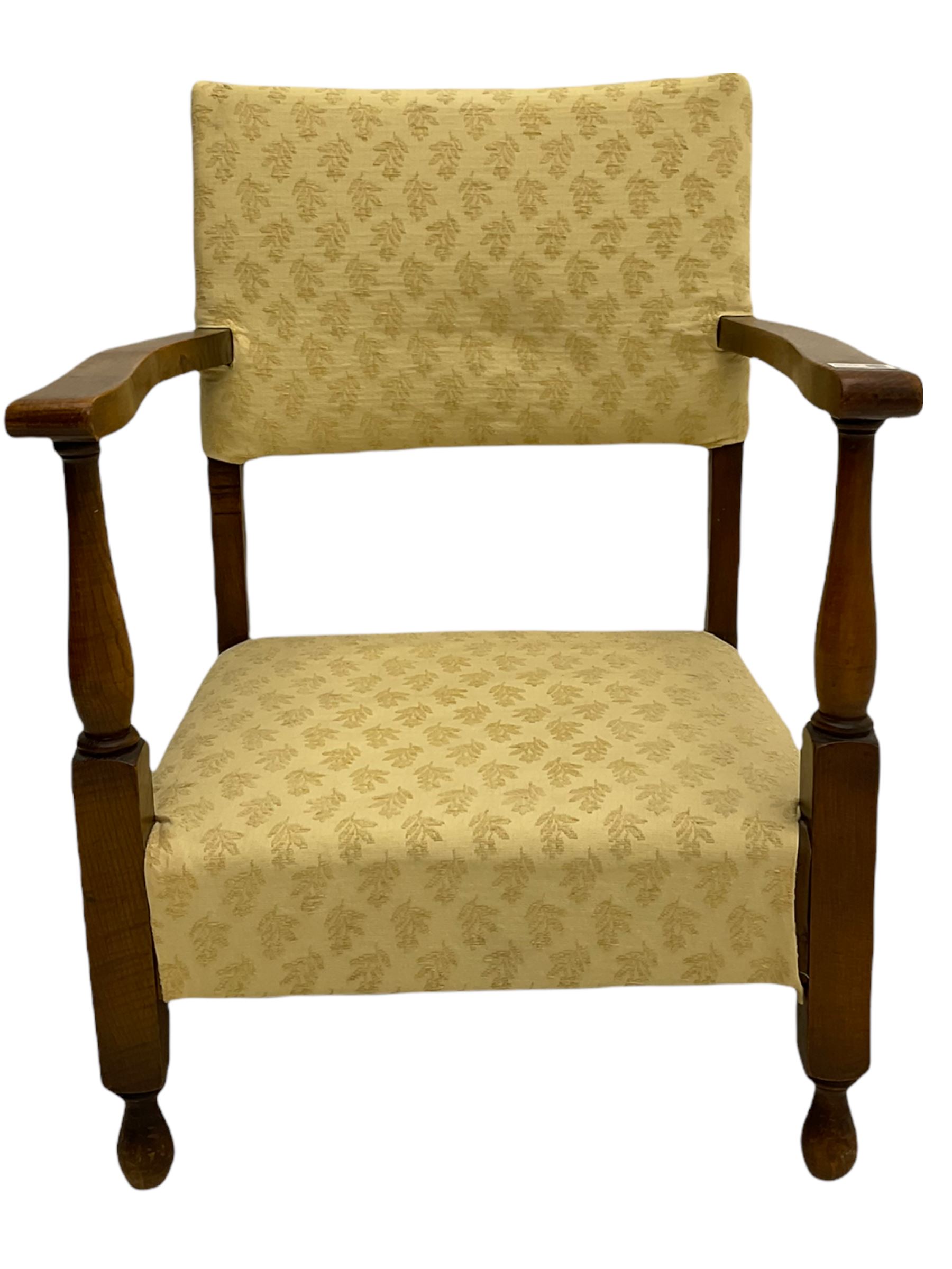 Two early 20th century beech framed low seat chairs - Image 3 of 6