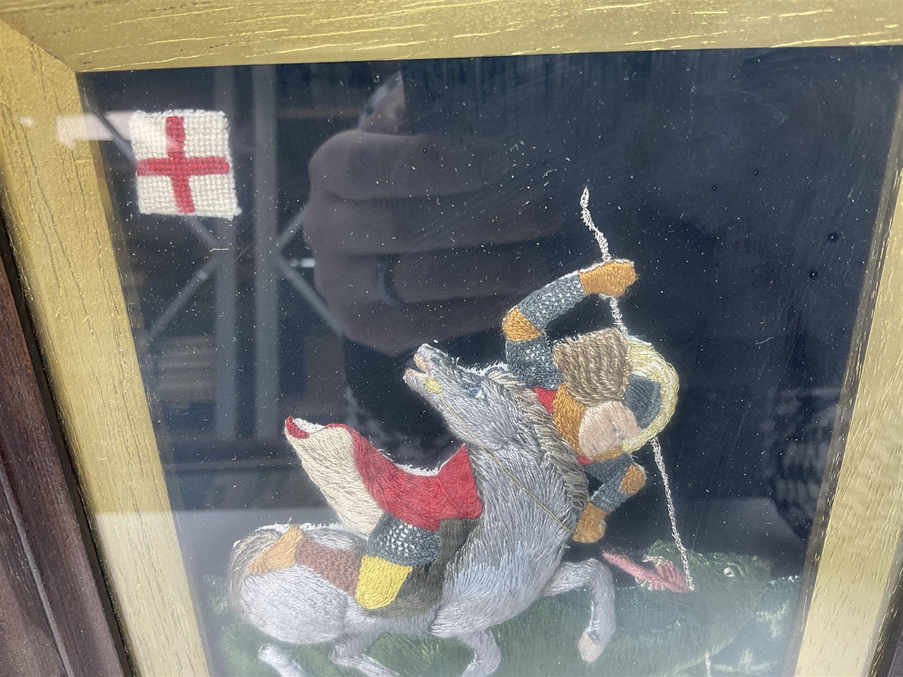 Stumpwork Embroidery of St George Slaying the Dragon 15cm x 13cm - Image 4 of 5