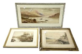 E L R (British 19th century): Loch Fishing with sailing boats