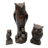 Three Priory Castings composite figures of owls