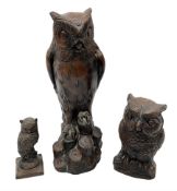 Three Priory Castings composite figures of owls