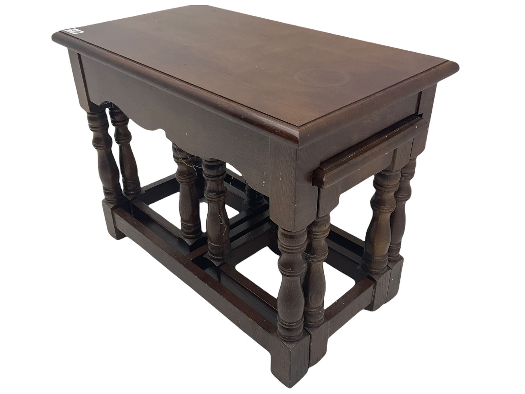 Mid 20th century rectangular oak nest of three tables - Image 4 of 8