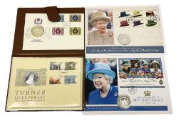 Four medallic first day covers including '1977 The Queens Silver Jubilee' containing a hallmarked st