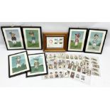 After Kevin Smith; six framed caricature prints of jockeys