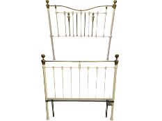 Victorian style cream and brass finish 4' 6" double headboard