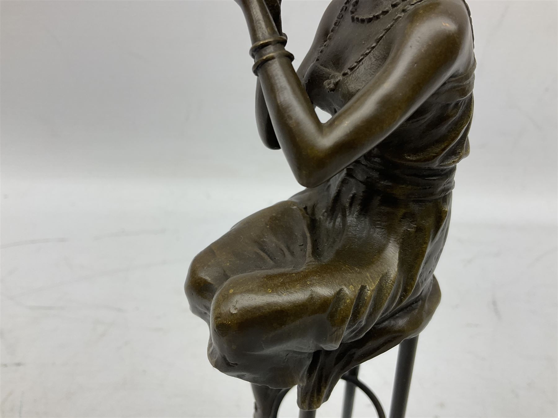 Art Deco style bronze modelled as a female figure with mirror in hand - Image 9 of 11