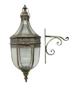 Bronzed finish classical style six sided glass lantern with bracket