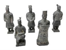 Five Chinese terracotta warrior style figures