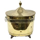 Brass coal scuttle with lid