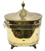 Brass coal scuttle with lid