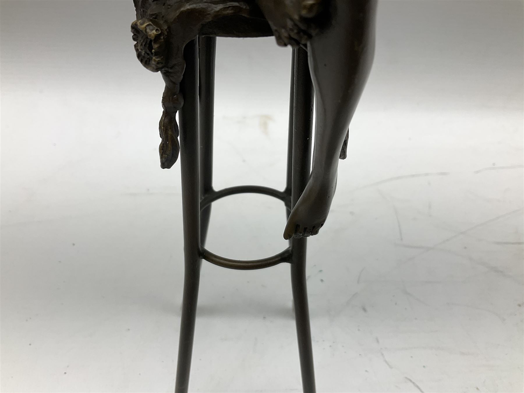 Art Deco style bronze modelled as a female figure with knee raised - Image 4 of 12