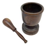 Late 18th/early 19th Century turned fruitwood pestle and mortar
