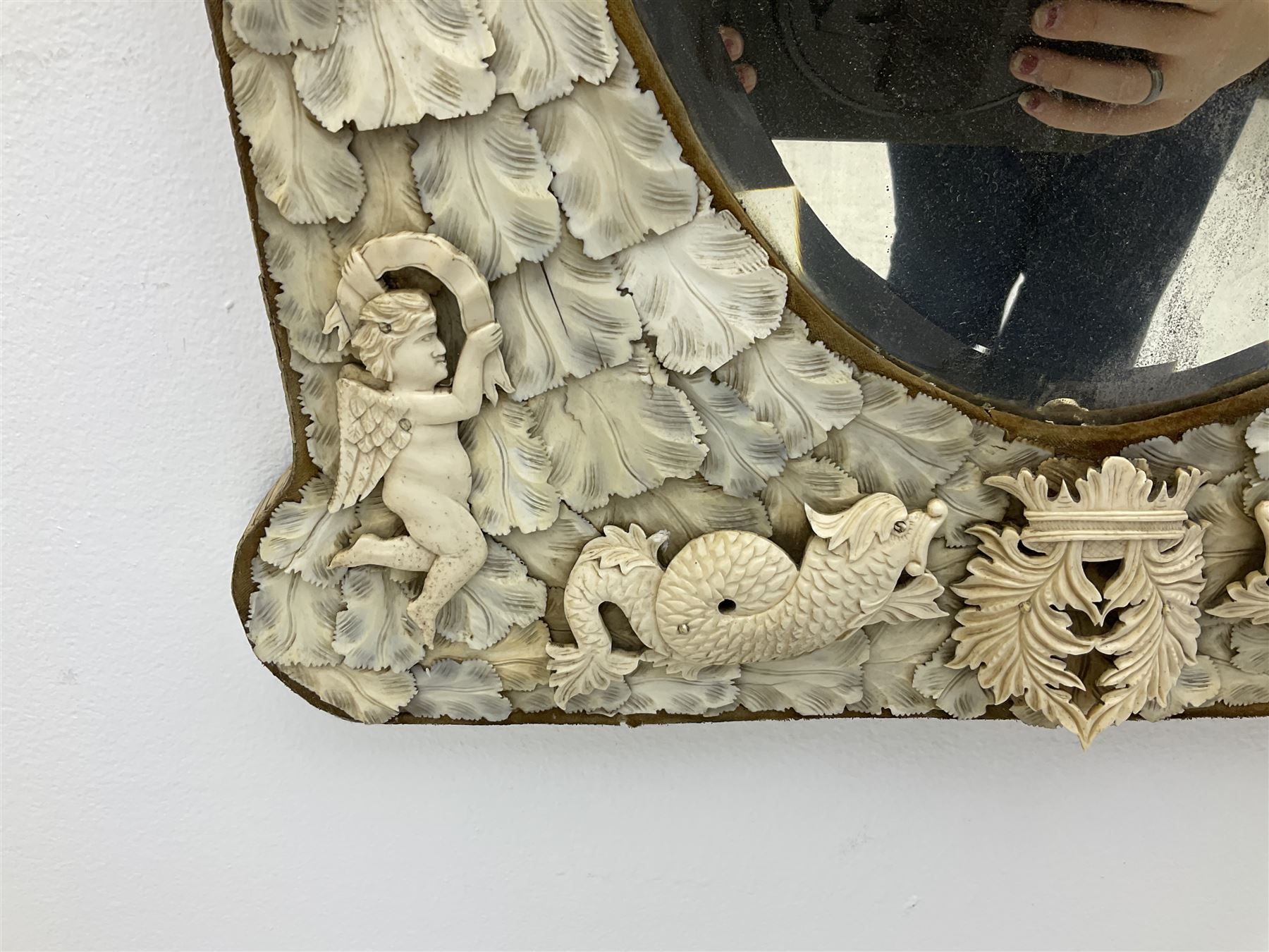 Pair 19th century French Dieppe bone and ivory wall mirrors - Image 10 of 30